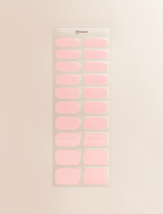 Solid Gel Nail Sticker strip with 20 pastel pink gel nail stickers