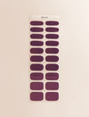 Solid Gel Nail Sticker strip with 20 aubergine purple coloured coloured gel nail stickers